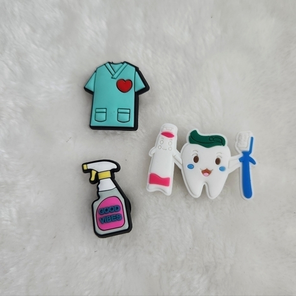 Crocs Jibbitz Scrub Top Toothbrush Toothpaste Good Vibes Bottle Shoe Charms - Picture 1 of 5